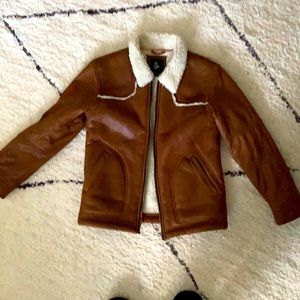 Faux leather flight jacket